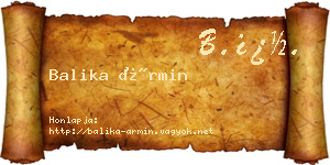 Balika Ármin névjegykártya